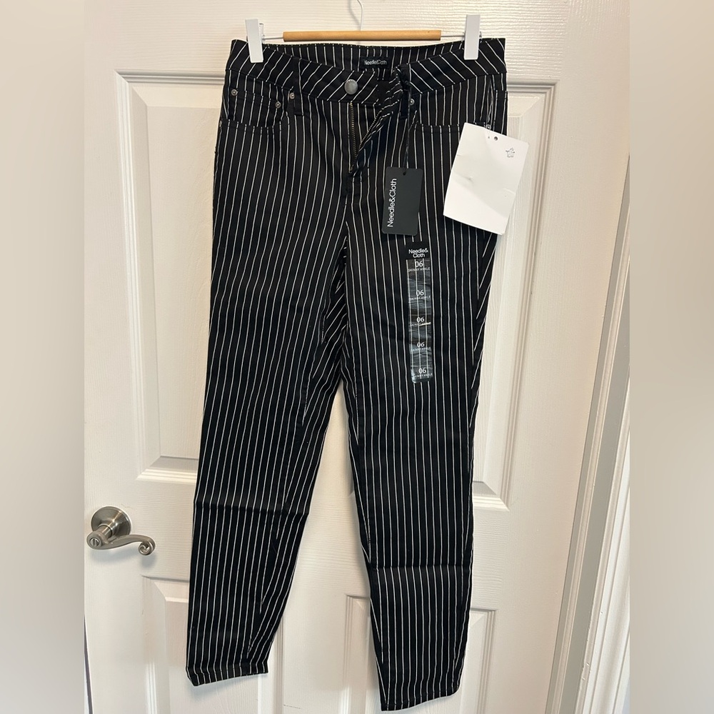 Black and White Striped Skinny Jeans